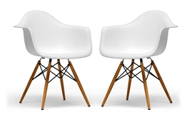 Baxton Studio Pascal White Plastic Chair Set of Two